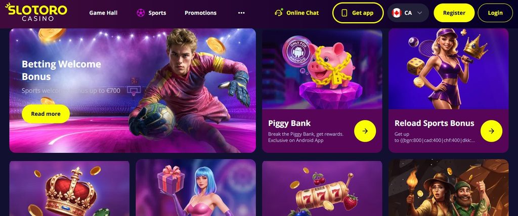 Spotted and dated — Slotoro: cascading reels in the offer banner